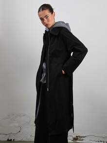 COUREZ Áo khoác cardigan dài tay bằng len siêu mềm mại với cổ áo khóa kéo phía trước/Phong cách Y2K dành cho nữ, thích hợp đi chơi mùa xuân, phong cách Gothic, câu lạc bộ, gợi cảm. - Màu xám đen - Xem 4