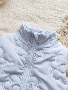 Babygirl Winter Sleeveless Zipper Simple Versatile Lightweight Slim Fit Vest, Suitable For Daily Wear Outside In Cold Winter Season - Baby Blue - View 5