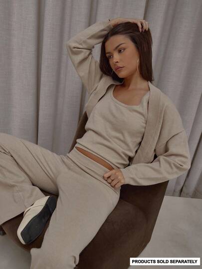 MUSERA Överdimensionerad ribbstickad axelbandslös tröja Koordinerad topp Endast Streetwear Söt Elegant Casual Sexig Utekväll Höst Höst Kola Kvällsfest Elegant Jul Nyår