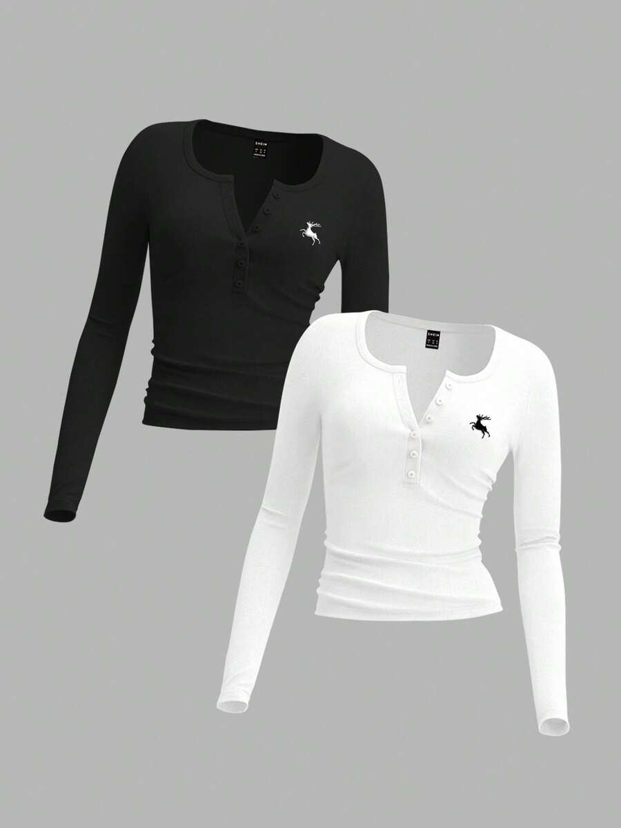 SHEIN EZwear Casual Versatile Knit Cardigan Long Sleeve T-Shirt For WomenIn Fall/Winter