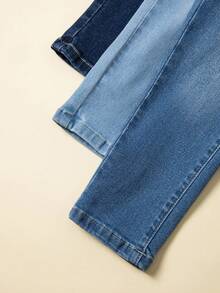 3 piezas Jeans vaqueros ajustados y elásticos para niñas jóvenes, estilo casual escolar, adecuados para primavera, verano, otoño e invierno