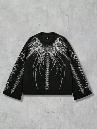 Street Life T-shirt à imprimé gothique graphique streetwear pour hommes, convient pour le port quotidien, printemps/été, automne