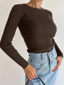 DAZY Casual Solid Color Slim Fit Sweater, Autumn