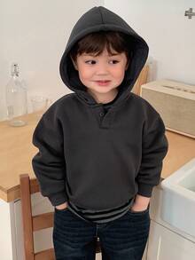 DAZY 幼儿男童连帽宽松休闲长袖运动衫 - 灰色 - 查看 1