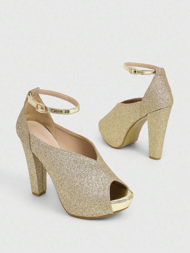 CUCCOO LuxiPop New Arrival Gold Hollow-Out Platform Chunky Heel Sexy Fashion Ankle Boots For Women