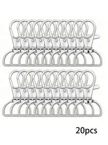 20 piezas Ganchos giratorios con anilla en D para llaveros, cordones y fabricación de bolsos, accesorios de ferretería DIY de aleación de zinc de 360° de rotación duradera - Multicolor - Ver 14