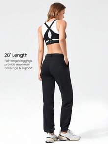 GLOWMODE Pantalones jogger de forro polar resistentes al agua, ultra elásticos, con bolsillos laterales, cálidos, ajustados, para otoño, invierno, senderismo, camping y uso diario activo - Negro - Ver 2