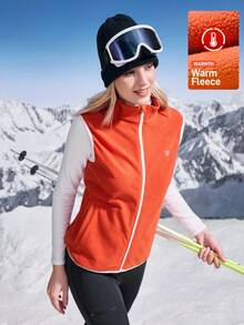 In My Nature Veste sans manches zippée de couleur contrastée pour femmes, veste décontractée pour l'extérieur. Gilet polaire pour femmes, tenue de ski pour femmes, gilet de randonnée pour femmes, gilet d'extérieur pour femmes, gilet de ski pour femmes