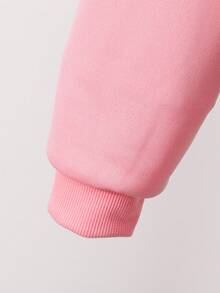 少女甜美又个性的蝴蝶印花短款拉链卫衣，春秋/秋冬款 - 粉色 - 查看 4