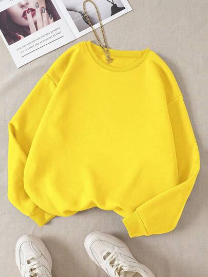 INAWLY Women's Casual Minimalist Pullover Sweatshirt, Versatile For Photography, Daily Wear, Back To School, Autumn/Winter, Sports Style, Long Sleeve, Christmas