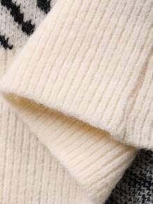 Vivie Lora Women's Casual Zebra Print Loose Cardigan, Autumn/Winter - Black and White - View 3