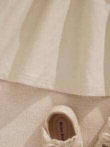 Souflis 2025秋冬新款优雅法式复古风米色长袖连衣裙，适合外出、上学、聚会、派对等场合，女宝宝连衣裙 - 米色 - 查看 8