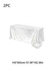 SHEIN 1 件/2 件缎面桌布，白色/奶油色/香槟色/粉色矩形桌布，光滑涤纶面料，适用于婚礼装饰、生日派对装饰、周年纪念、新娘送礼会装饰、婚礼、宴会派对活动、毕业派对装饰