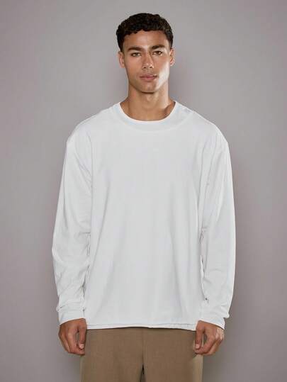 Musero Camiseta de manga larga con doble capa, básica para otoño/primavera y verano, parte de un armario cápsula