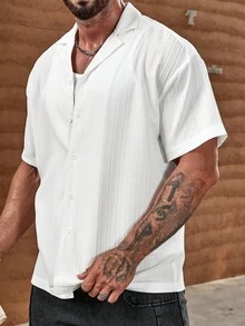 Manfinity Homme 男士夏季纯色纽扣衬衫