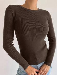 DAZY Casual Solid Color Slim Fit Sweater, Autumn