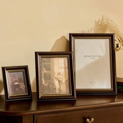 Cirelle 1 Khung ảnh vàng phong cách Bắc Âu, đồ trang trí bằng gỗ phong cách Scandinavia, viền vàng sang trọng, quà tặng Giáng sinh và tân gia Khung ảnh màu khổ A4 5 inch, 8 inch, thích hợp cho phòng khách và phòng ngủ