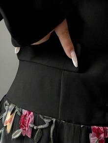 GlowEve Đầm cổ sơ mi thêu hoa thanh lịch cỡ chuẩn dành cho nữ - màu đen - Xem 6