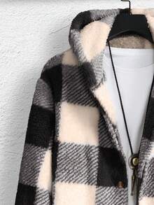 Manfinity Homme Men's Casual Plaid Hooded Jacket, Autumn/Winter Men Long Coat Men Fall Collection - Multicolor - View 5