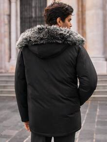 Manfinity BRENVOR 男士休闲宽松落肩毛领直筒长款冬季夹克