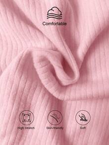 FavEase مجموعة من 2 قطعة، ملابس علوية بأكمام ضيقة مقلوبة وبنطال ذو خصر عالي وجرس، ملابس نسائية متعددة الاستخدامات للارتداء في المكتب والرياضة والمنزل، مناسبة للخريف والشتاء - وردي - مشاهدة 9