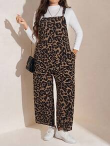 Comfylo Hơn In hoa Báo Tổng thể Jumpsuit Without Tee - màu nâu - Xem 1