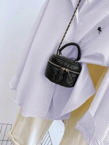 INAWLY 女式刺绣条纹长袖衬衫 - 淡紫色 - 查看 4