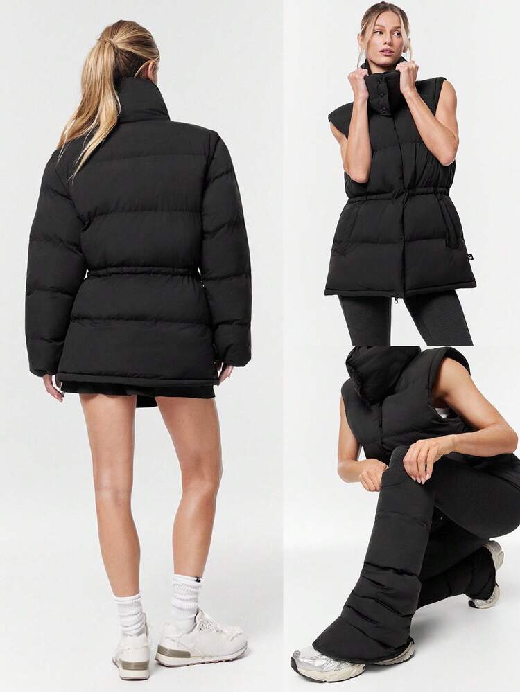 Giacca e gilet imbottiti PolarPlay, morbidi e caldi, resistenti all'acqua, leggeri, con polsini regolabili, vita regolabile, maniche staccabili, colletto, adatti per l'autunno, l'inverno, uso all'aperto e casual quotidiano