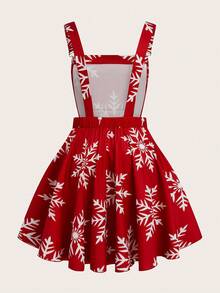 Sweetra Sexy & Elegant Red Snowflake Print A-Line Mini Dress, Versatile & Chic, Suitable For New Year & Christmas, Winter - Red - View 2