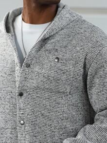 Manfinity Homme 1 套前扣连帽运动衫和口袋运动裤，纯色针织套装 2 件套保暖运动服套装，秋季服装