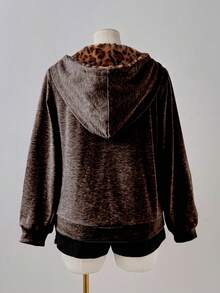 Sunspun 复古朋克 Y2K 女式印花夹克、卫衣 - 咖啡棕 - 查看 2