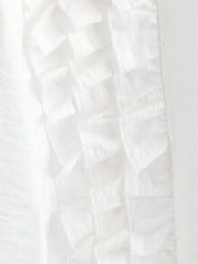 GlowEve 优雅荷叶边领休闲衬衫，时尚设计，别致优雅，适合年轻专业人士和教师，秋冬 - 白色 - 查看 6