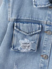 Conjunto de niño de 2 piezas de mezclilla azul claro para otoño e invierno 2025, nueva llegada, para todas las estaciones, de mezclilla azul claro, chaqueta de manga larga de mezclilla retro y pantalones cargo de mezclilla, casual, de moda, estilo vintage y clásico de ropa de calle, pantalones vaqueros rectos y relajados, suaves y cómodos, adecuados para uso diario, escuela, viajes, fiestas, hogar, vacaciones, Halloween, Navidad, Colección de otoño 2025 - Azul - Ver 3