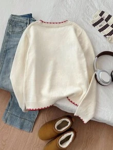 Elamini Women's Casual Lobster Pattern Jacquard Knit Sweater, Autumn/Winter