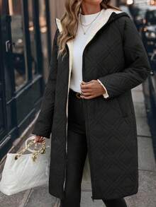 SHEIN Clasi Women's Zip-Up Hooded Padded Coat Autumn Winter Clothes For Women