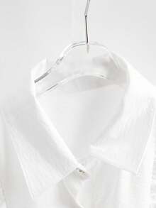 GlowEve 优雅荷叶边领休闲衬衫，时尚设计，别致优雅，适合年轻专业人士和教师，秋冬 - 白色 - 查看 8