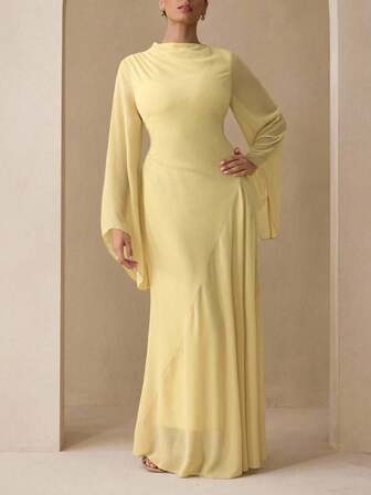 Modelyn Elegant Chiffon Pastel Color Dress For Women, Suitable For Teachers, Back To School, Plus Size, Autumn