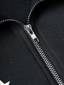 Manfinity Sporsity Men's Autumn Letter Print Raglan Sleeve Drawstring Hem Casual Pocket Pullover Hoodie