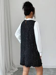 Rafferiza Elegante abito nero corto con patchwork, di stile alla moda e minimalista, abito di alta gamma per donna per l'autunno/inverno - Multicolore - Visualizzare 2