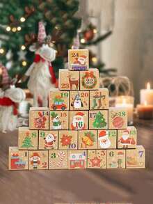 1/24/25 hộp lịch Giáng sinh tự làm, hộp quà Giáng sinh, hộp quà đếm ngược ngày lễ, hộp số bìa cứng Giáng sinh cho gia đình, đồ trang trí ngày lễ Giáng sinh - Màu Khaki - Xem 4