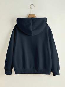 Resyla 女士连帽卫衣，心形刺绣图案拉链夹克，适合秋季服装、教师服装、返校季、毕业季、日常穿着 - 藏蓝色 - 查看 2