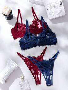 2pcs Women's Sexy Lace Bra And Panty Set