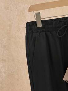 HIMLAND Men's Casual Solid Color Short Sleeve Shirt And Pants Set