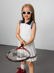 Hanevo مجموعة فتاة من ملابس علوية كنزة بياقة على شكل V مزر وتنورة قصيرة منسدلة 2 قطعة/طقم ، مناسب للمدرسة والخروجات ، لجميع المناسبات والاستخدام اليومي ، مناسب للصيف