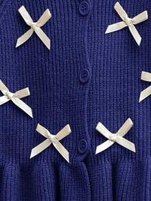 SHEIN Baby Mädchen Lässig Schleife Dekor Rüschen Saum Pullover und Hose Set, Herbst/Winter