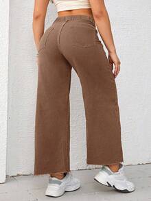 SHEIN ICON Quần Jeans Baggy Rộng Rãi, Thường Ngày, Đa Năng, Cỡ Lớn - Cà phê nâu - Xem 2