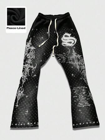 Street Life Pantalones acampanados para hombres con estampado de lunares, pantalones