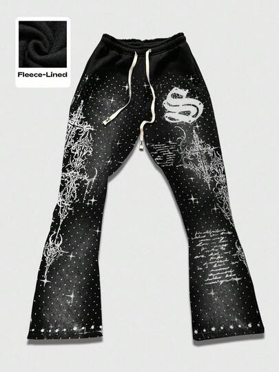 Street Life Herren Schlaghose mit Polka Punkt Muster, Hose