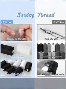 2/4/8Pcs 500M Sewing Thread Polyester Thread Spools Black White Strong Stitching Thread For Hand Machine Sewing DIY Crafting Supplies - Multicolor - View 5