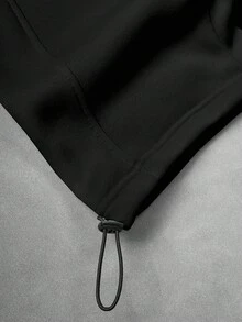 Sonviro 男士休闲街头风刺绣徽章阔腿运动裤 - 黑色 - 查看 8